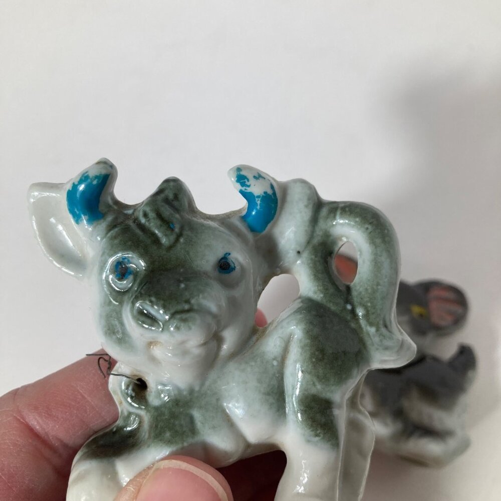 Vintage Japan Porcelain Cow Dog Puppie 2" Flaw‎ - Picture 11 of 11